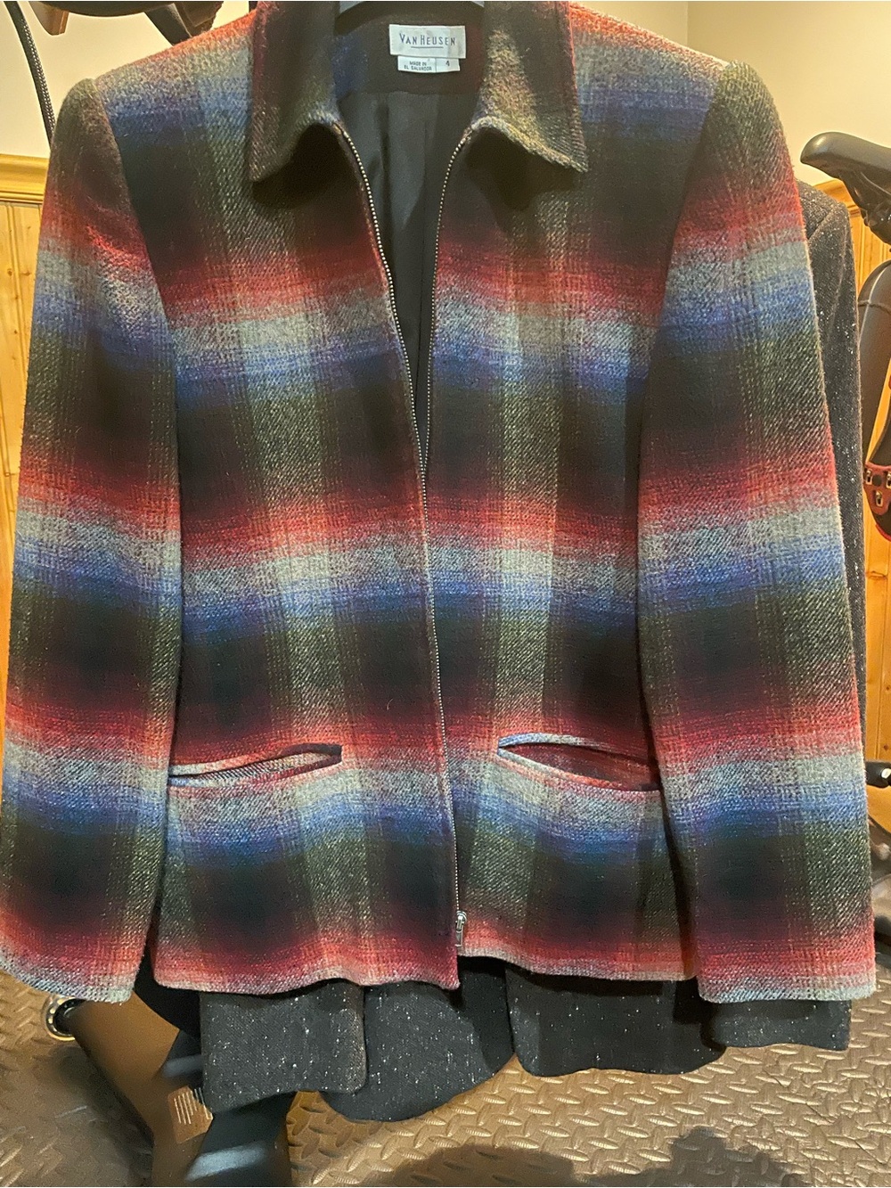 Van Heusen Multicolor Striped Wool Blend Zip Jacket